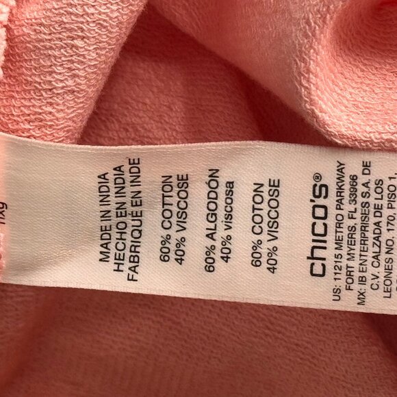 Chicos 2 Weekends Coral Pull-On Pants White animal print Hem Size large Womens - Picture 5 of 13